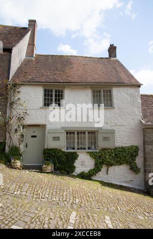 Blick auf Gold Street, Shaftesbury, Dorset im Vereinigten Königreich Stockfoto