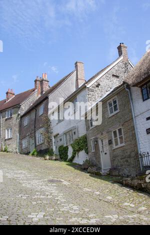 Blick auf Gold Street, Shaftesbury, Dorset im Vereinigten Königreich Stockfoto