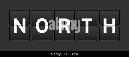 Schwarzes analoges Flipboard mit Wort North auf grauem Hintergrund Stock Vektor