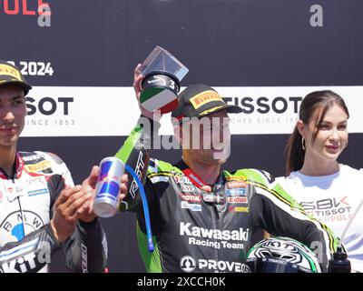 22 LOWES Alex Kawasaki ZX-10RR während der FIM Superbike Championship - italienische Runde Welt Superbikes Pirelli Emilia-Romagna Runde 14-16 Juli 2024 auf Misano Adriatico, Italien. (Foto: Fabio Averna/SIPA USA) Stockfoto