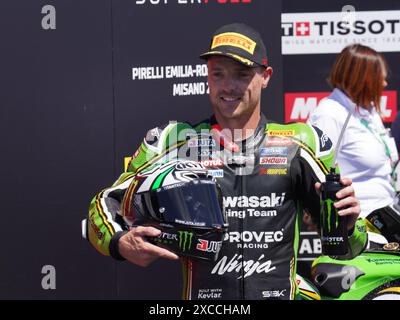 22 LOWES Alex Kawasaki ZX-10RR während der FIM Superbike Championship - italienische Runde Welt Superbikes Pirelli Emilia-Romagna Runde 14-16 Juli 2024 auf Misano Adriatico, Italien. (Foto: Fabio Averna/SIPA USA) Stockfoto