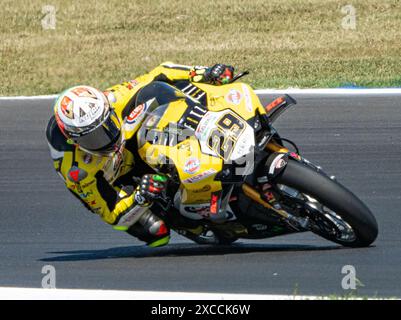 Ita. Juni 2024. 29 IANNONE Andrea Ducati Panigale V4R während der FIM Superbike Championship - italienische Runde Welt Superbikes Pirelli Emilia-Romagna Runde 14-16 Juli 2024 auf Misano Adriatico, Italien. (Foto: Fabio Averna/SIPA USA) Credit: SIPA USA/Alamy Live News Stockfoto