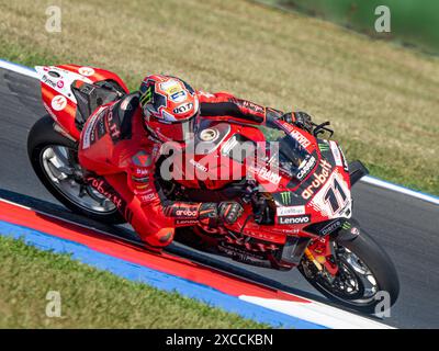 Ita. Juni 2024. 11 BULEGA Nicolo Ducati Panigale V4R während der FIM Superbike Championship - italienische Runde Welt Superbikes Pirelli Emilia-Romagna Runde 14-16 Juli 2024 auf Misano Adriatico, Italien. (Foto: Fabio Averna/SIPA USA) Credit: SIPA USA/Alamy Live News Stockfoto