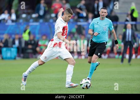 Berlin, Allemagne. Juni 2024. Andrej Kramaric aus Kroatien während der UEFA Euro 2024, Gruppe B, Fußballspiel zwischen Spanien und Kroatien am 15. Juni 2024 im Olympiastadion in Berlin - Foto Jean Catuffe/DPPI Credit: DPPI Media/Alamy Live News Stockfoto