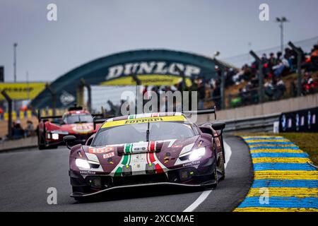 Le Mans, Frankreich. Juni 2024. 155 LAURSEN Johnny (dnk), LAURSEN Conrad (dnk), TAYLOR Jordan (usa), Spirit of Race, Ferrari 296 LMGT3 #155, LM GT3, Action während der 24 Stunden von Le Mans 2024, 4. Runde der FIA-Weltmeisterschaft 2024, auf dem Circuit des 24 Heures du Mans, 15. Bis 16. Juni, 2024 in Le Mans, Frankreich - Foto Paulo Maria/DPPI Credit: DPPI Media/Alamy Live News Stockfoto