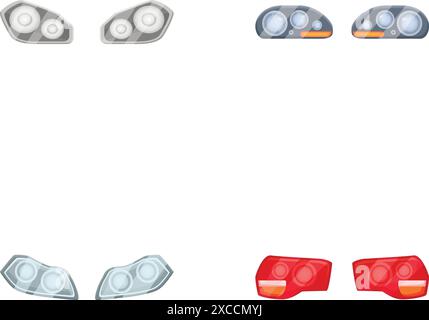 Vektorsymbole Satz von Autoscheinwerfern und Rücklichtern in verschiedenen Stilen Stock Vektor