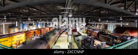 Panoramablick auf das Pennsylvania Rail Road Museum Stockfoto