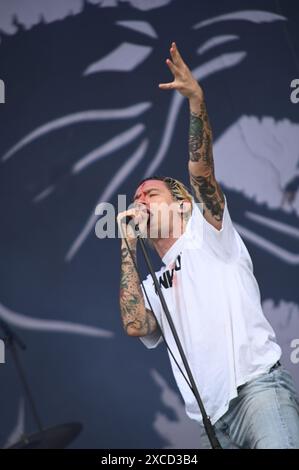 Donington, Großbritannien. Juni 2024. Code Orange spielt ein früheres Set auf der Main Stage beim Download Festival. Quelle: Cristina Massei/Alamy Live News Stockfoto