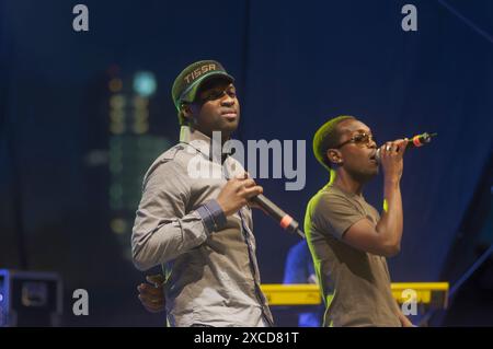 Wien, Österreich. August 2012. Konzert mit Cloud Tissa (L) und Didier Uwayo (R) in Wien Stockfoto