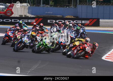 Misano Adriatico, Italien. Juni 2024. Foto Alessandro La Rocca/LaPresse16-06-2024, Misano World Circuit Marco Simoncelli Sport-Motociclismo-WSBK FIM Superbike World Championship-Pirelli Emilia Romagna Runde 14-16-Juni 2024 Gara 2 nella Foto: Niccolò Bulega -Ducati- 2cl Foto Alessandro La Rocca/ Credit: LaPresse/Alamy Live News Stockfoto