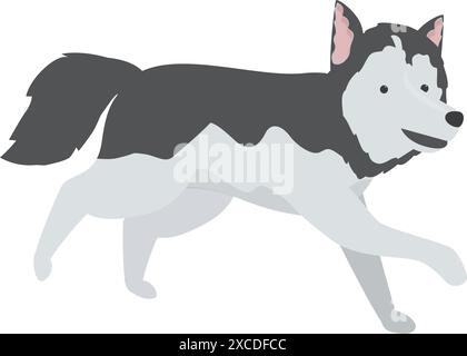 Cartoon-Illustration eines sibirischen Husky-Hundes, der glücklich mit der Zunge läuft Stock Vektor