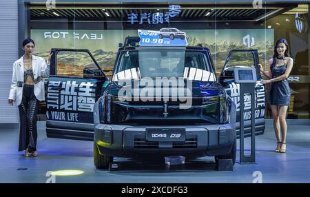 Nanning, China. Juni 2024. Besucher besuchen die 13. Internationale Automobilausstellung Nanning in Nanning, Autonomous Region Guangxi Zhuang, China, am 16. Juni 2024. (Foto: Costfoto/NurPhoto) Credit: NurPhoto SRL/Alamy Live News Stockfoto