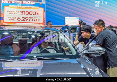 Nanning, China. Juni 2024. Besucher besuchen die 13. Internationale Automobilausstellung Nanning in Nanning, Autonomous Region Guangxi Zhuang, China, am 16. Juni 2024. (Foto: Costfoto/NurPhoto) Credit: NurPhoto SRL/Alamy Live News Stockfoto