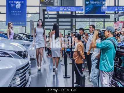 Nanning, China. Juni 2024. Besucher besuchen die 13. Internationale Automobilausstellung Nanning in Nanning, Autonomous Region Guangxi Zhuang, China, am 16. Juni 2024. (Foto: Costfoto/NurPhoto) Credit: NurPhoto SRL/Alamy Live News Stockfoto