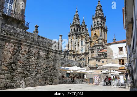 Cathedral, Praza Obradoiro, Santiago De Compostela, A Coruña Provinz, Galizien, Spanien. Stockfoto