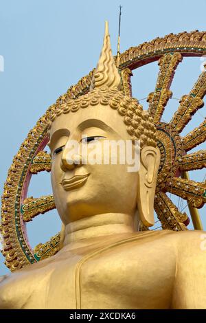 Buddha-Porträt, Wat Phra Yai, der große Buddha-Tempel, auf Ko Phan, Koh Samui, Thailand Stockfoto