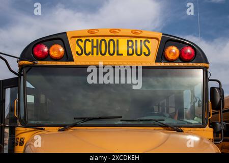 St. Paul, Minnesota. Nahaufnahme des Schulbusses. Stockfoto