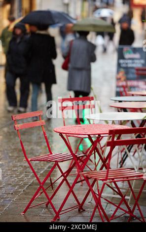 Regen, Bayonne, Aquitaine, Pyrénées-Atlantiques, Baskenland, 64, Frankreich. Stockfoto