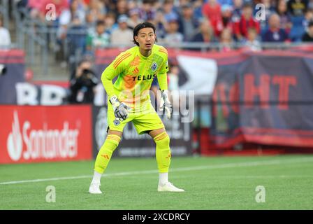 Juni 2024; Foxborough, MA, USA; Vancouver Whitecaps Torhüter Yohei Takaoka (1) im MLS-Spiel zwischen Vancouver Whitecaps FC und New England Revolution. Anthony Nesmith/CSM Stockfoto