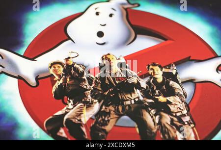 Viersen, Deutschland - 9. Mai. 2024: Filmplakate aus dem Film Ghostbusters aus den 1980er Jahren Stockfoto