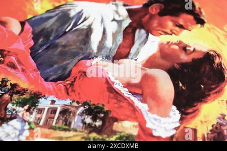 Viersen, Deutschland - 9. Mai. 2024: Filmplakat aus dem Film Gone With the Wind mit Clark Gable und Vivien Leigh aus dem Jahr 1939 Stockfoto