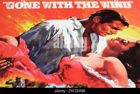 Viersen, Deutschland - 9. Mai. 2024: Filmplakat aus dem Film Gone With the Wind mit Clark Gable und Vivien Leigh aus dem Jahr 1939 Stockfoto