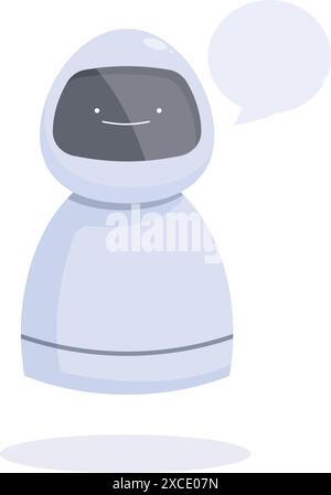 Der freundliche Roboter kommuniziert und spricht mit einer Sprechblase Stock Vektor