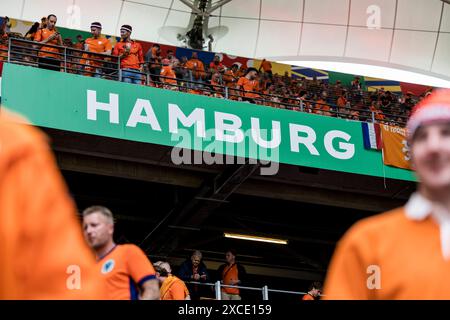 Hamburg, Deutschland. Juni 2024. Das Spiel der UEFA Euro 2024 in der Gruppe D zwischen Polen und den Niederlanden findet im Volksparkstadion in Hamburg statt. Stockfoto