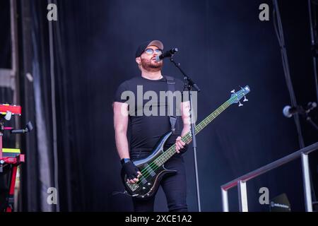 Die australische Elektro-Rock-Band Pendulum trat beim Rock im Park Festival in Nürnberg auf. Stockfoto