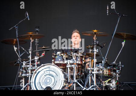 Die australische Elektro-Rock-Band Pendulum trat beim Rock im Park Festival in Nürnberg auf. Stockfoto