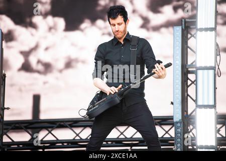 Die australische Elektro-Rock-Band Pendulum trat beim Rock im Park Festival in Nürnberg auf. Stockfoto