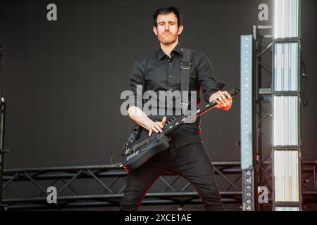 Die australische Elektro-Rock-Band Pendulum trat beim Rock im Park Festival in Nürnberg auf. Stockfoto