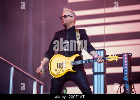 Die australische Elektro-Rock-Band Pendulum trat beim Rock im Park Festival in Nürnberg auf. Stockfoto