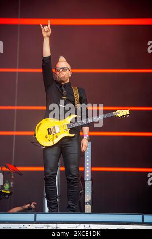 Die australische Elektro-Rock-Band Pendulum trat beim Rock im Park Festival in Nürnberg auf. Stockfoto