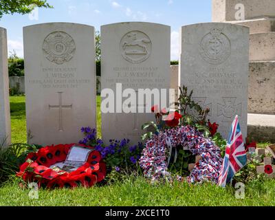 Grab von Captain Noel G. Chavasse V.C. & Bar, M.C., auf dem Brandhoek New Military Cemetery Stockfoto