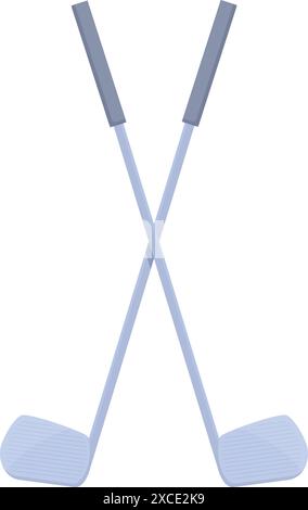 Zwei graue Golfschläger bilden mit ihren Schäften ein x Stock Vektor