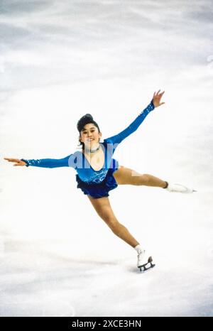 Kristi Yamaguchi (USA) nahm an der Weltmeisterschaft 1989 Teil. Stockfoto