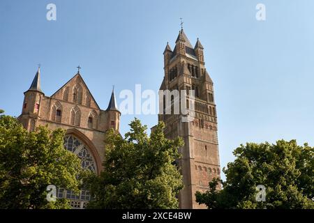 Brügge, Belgien; Juni 2024; Turm der Kathedrale SaintSalvator und alte Dächer in Brügge und an einem sonnigen Tag Belgien Stockfoto