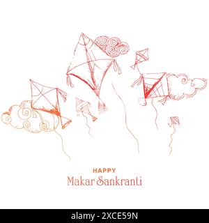 Handzeichnung Skizze Happy makar sankranti Feiertagskarte Hintergrund Stock Vektor