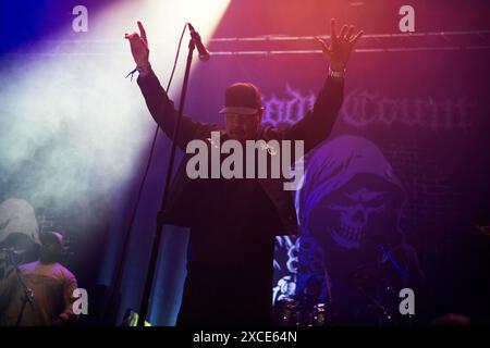 Die US-amerikanische Rap-Metal-Band Body Count mit dem Rapper Ice-t trat beim Rock im Park Festival in Nürnberg auf. Stockfoto