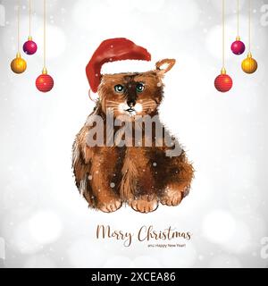 Frohe weihnachten und glückliches neues Jahr Grußkarte netter Hund Hintergrund Stock Vektor