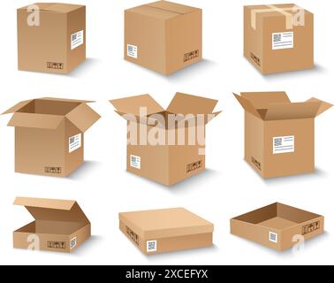 Geöffnete und geschlossene Faltschachtel Stock Vektor