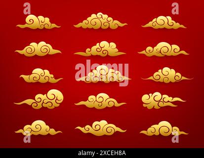 Goldene asiatische Wolken Stock Vektor