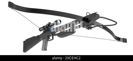 Armbrust mit Oszilloskop, 3D-Rendering isoliert auf weißem Hintergrund Stockfoto