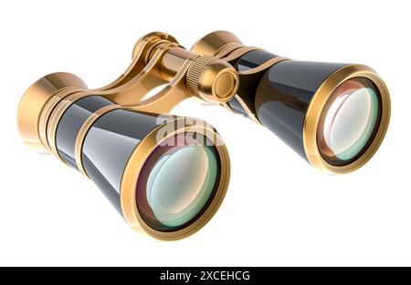 Theater-Ferngläser, Operngläser. 3D-Rendering isoliert auf weißem Hintergrund Stockfoto