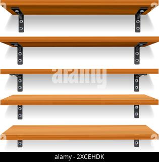 Realistische hölzerne Bücherregale Stock Vektor