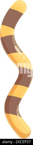 Langer Zuckerrohr mit gelben und braunen Streifen, die eine S-Form bilden, traditionelle weihnachtsbonbons Stock Vektor