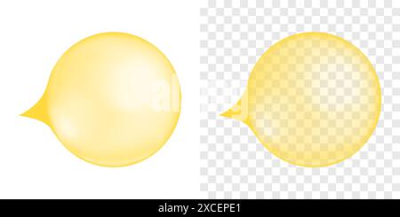 Aufgeblasenes gelbes Luftpolstergummi. Bananenkauchkugeln isoliert auf transparentem und weißem Hintergrund. Niedliches Designelement. Realistische Vektordarstellung. Stock Vektor