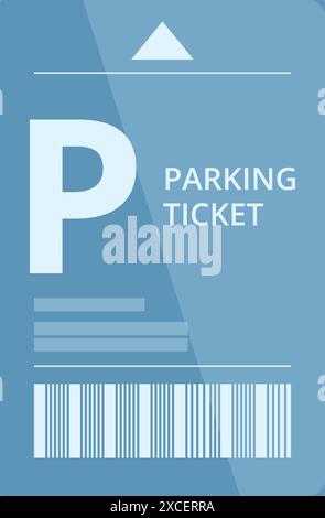 Blaues Parkticket mit Angabe der kostenpflichtigen Parkzeit für ein Auto Stock Vektor