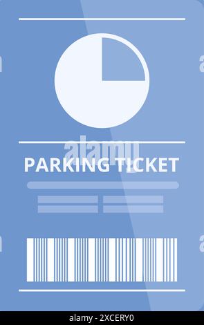 Das Parkticket wird auf dem Armaturenbrett des Autos angezeigt und zeigt die verbleibende Parkzeit an Stock Vektor